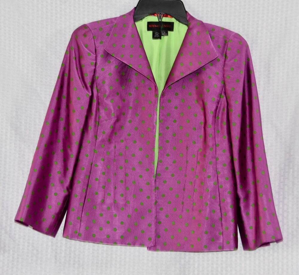 NINA MCLEMORE Haute Couture Silk Polka Dot Jacket/Blazer Size 0